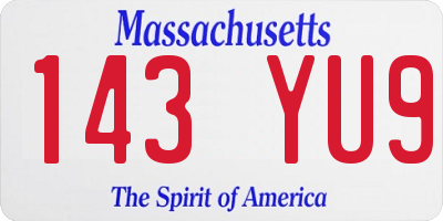 MA license plate 143YU9
