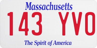 MA license plate 143YV0