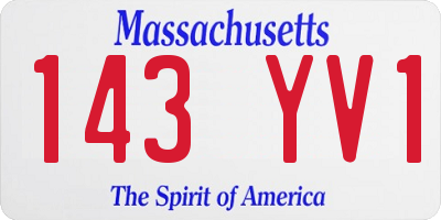 MA license plate 143YV1