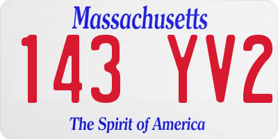 MA license plate 143YV2