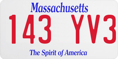 MA license plate 143YV3