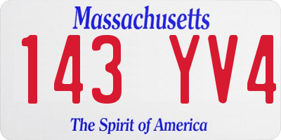 MA license plate 143YV4