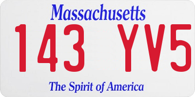 MA license plate 143YV5