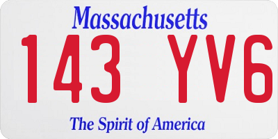 MA license plate 143YV6