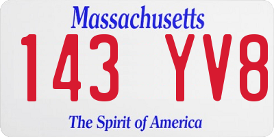 MA license plate 143YV8