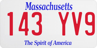 MA license plate 143YV9