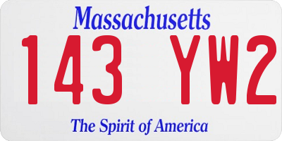 MA license plate 143YW2