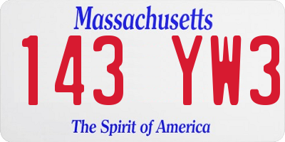 MA license plate 143YW3