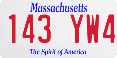MA license plate 143YW4