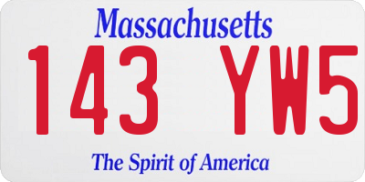 MA license plate 143YW5
