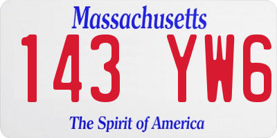 MA license plate 143YW6
