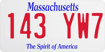 MA license plate 143YW7