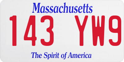 MA license plate 143YW9