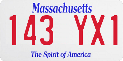 MA license plate 143YX1