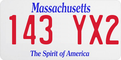MA license plate 143YX2