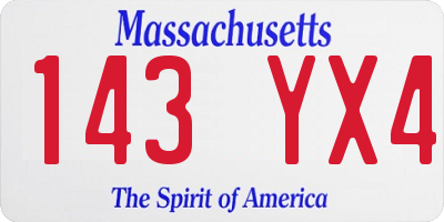 MA license plate 143YX4