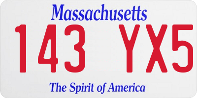 MA license plate 143YX5