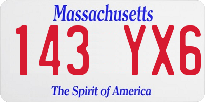 MA license plate 143YX6