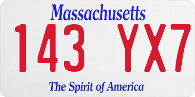 MA license plate 143YX7