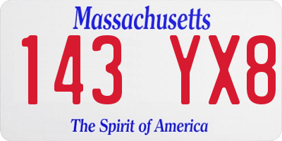 MA license plate 143YX8