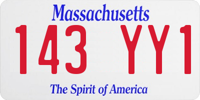 MA license plate 143YY1