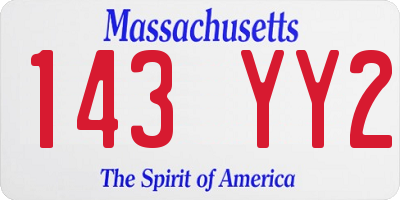 MA license plate 143YY2