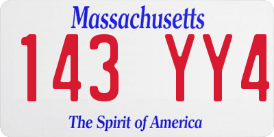 MA license plate 143YY4