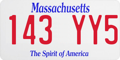 MA license plate 143YY5