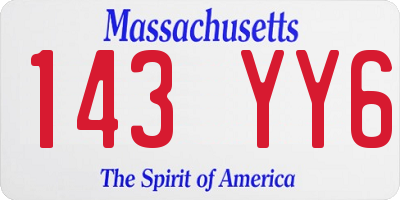 MA license plate 143YY6