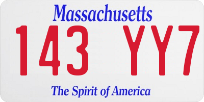 MA license plate 143YY7