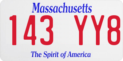 MA license plate 143YY8