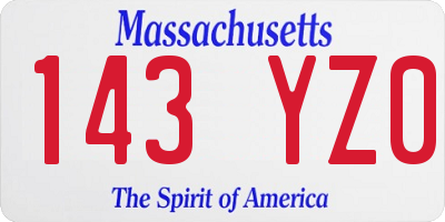 MA license plate 143YZ0
