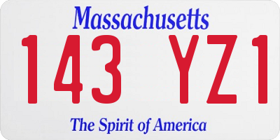 MA license plate 143YZ1