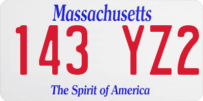 MA license plate 143YZ2