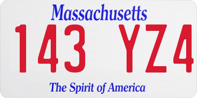 MA license plate 143YZ4
