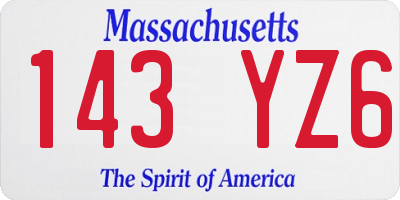 MA license plate 143YZ6
