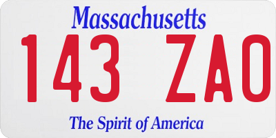 MA license plate 143ZA0