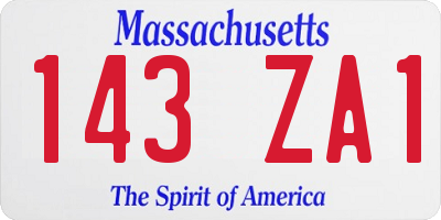MA license plate 143ZA1