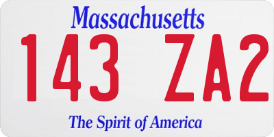 MA license plate 143ZA2