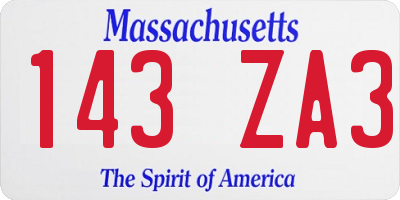 MA license plate 143ZA3
