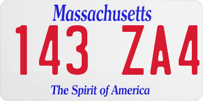 MA license plate 143ZA4