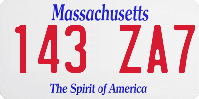 MA license plate 143ZA7