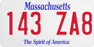 MA license plate 143ZA8