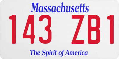 MA license plate 143ZB1