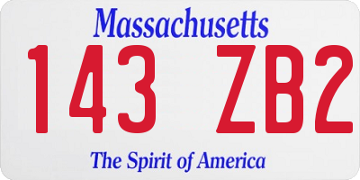 MA license plate 143ZB2