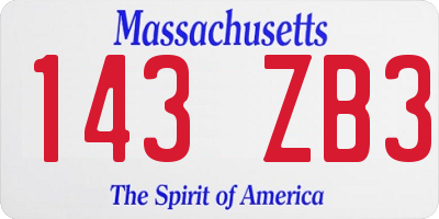 MA license plate 143ZB3