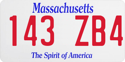 MA license plate 143ZB4
