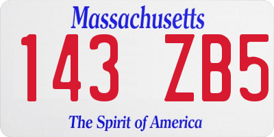 MA license plate 143ZB5