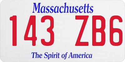 MA license plate 143ZB6