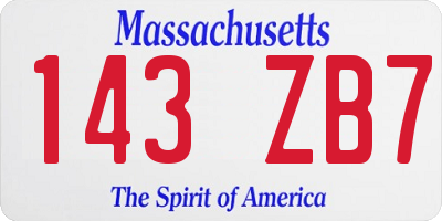 MA license plate 143ZB7